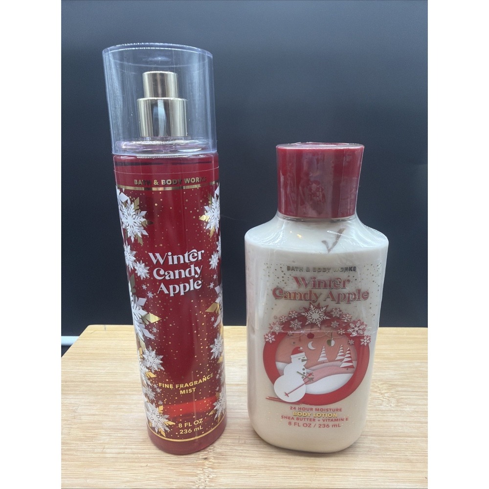 Bath & Body Works Winter Candy Apple 8 Oz Fragrance Mist & 8 Oz Body Lotion NEW